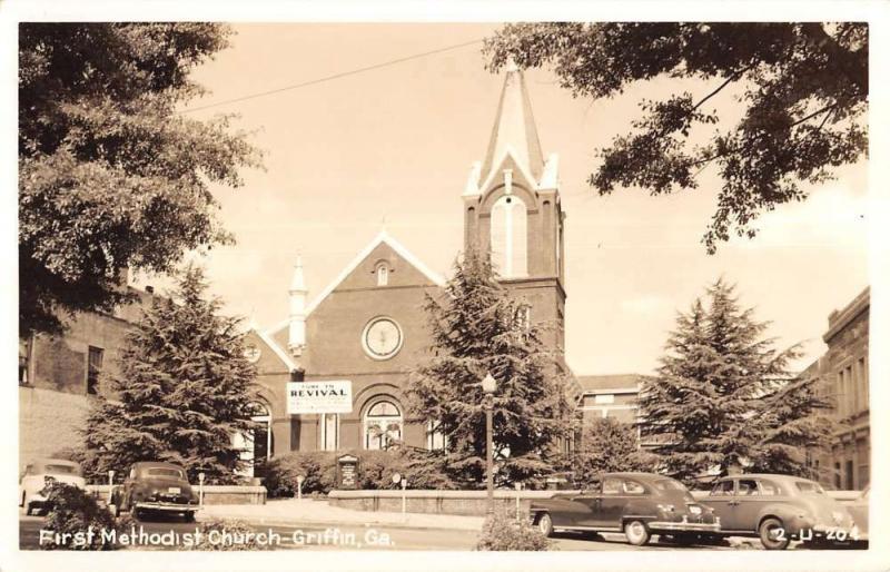 Griffin Georgia First Methodist Church Real Photo Antique Postcard K11117