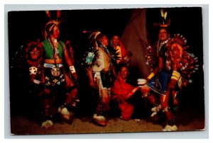 Vintage 1954 Postcard Indian War Dancers Traditional Dress Colorado Springs CO