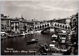 Venezia Ponte di Rialto e Albergo Marconi Italy Real Photo RPPC Postcard