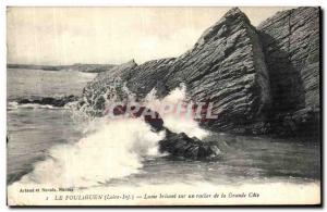 Old Postcard Pouliguen Blade Breaking of a Rock of the Grande Cote