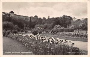 B94373 uppsala slottet fran stadstradgarden  real photo  sweden