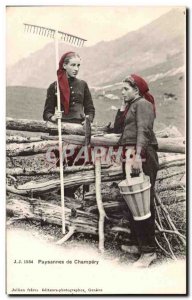 Old Postcard From Peasant Costume Folklore Champery Switzerland