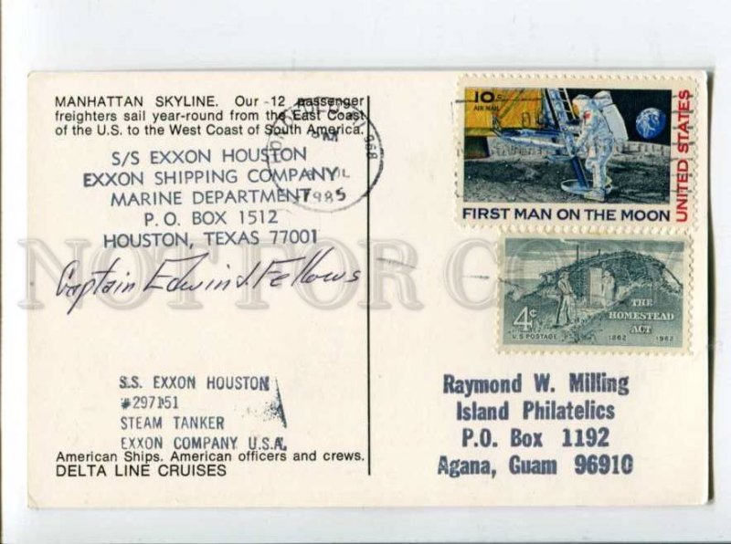 400937 ship Exxon Houston captain signature RPPC shiiping post