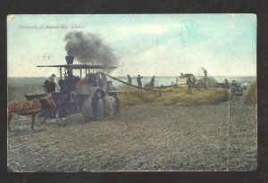 BUNKER HILL KANSAS FARMING SCENE VINTAGE AVERY RETURN STEAM TRACTOR OLD POSTCARD