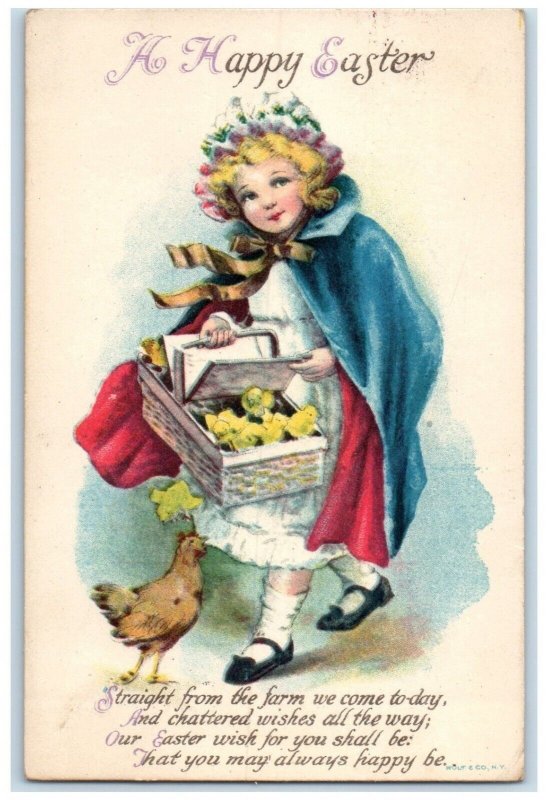 1920 Easter Girl Holding Chicks In Basket Trenton Wolf New Jersey NJ Postcard