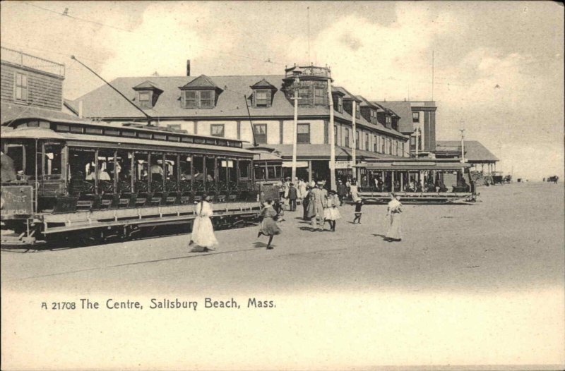 Salisbury Beach MA The Centre Closeup of Trolley c1905 Rotograph Postcard 