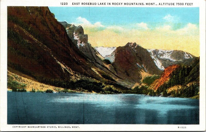 East Rosebud Lake Rocky Mountains Montana Scenic Landscape WB Postcard 