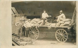 Postcard RPPC Ohio Chicago 1919workers loading grain sacks occupation 23-10617