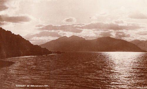 Ballachulish Scotland Scottish Vintage Sunset Night View Antique Postcard