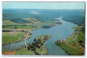 c1960 Aerial View Deep Creek Lake River Garrett County Oakland Maryland Postcard