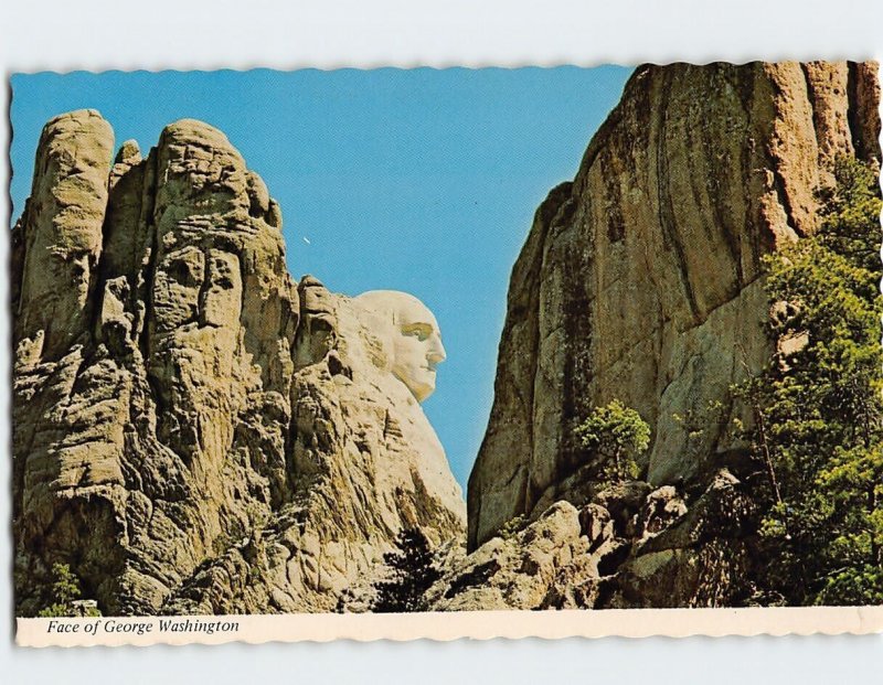 Postcard Face of George Washington Mt. Rushmore Black Hills South Dakota USA