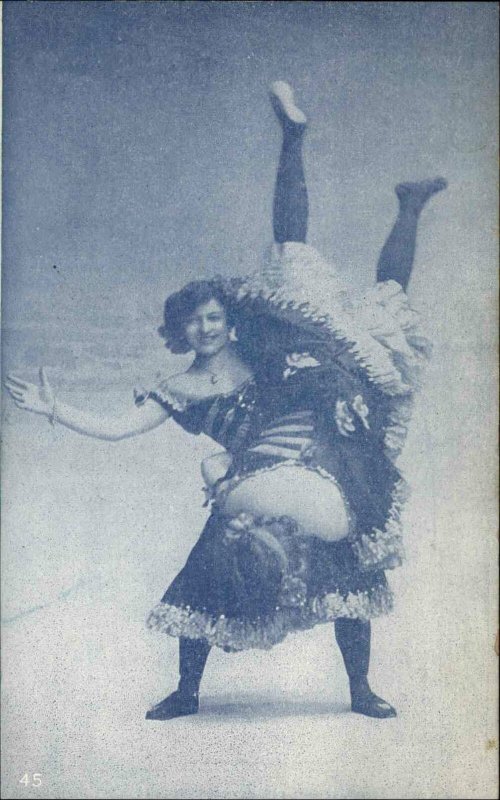 RISQUE Pretty Strong Woman Lifts Other Woman c1910 Postcard