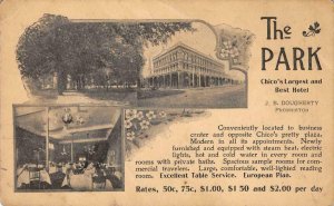 THE PARK HOTEL Chico, CA J.B. Dougherty Butte County c1900s Vintage Postcard