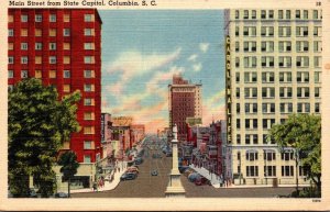 South Carolina Columbia Main Street From State Capitol 1947