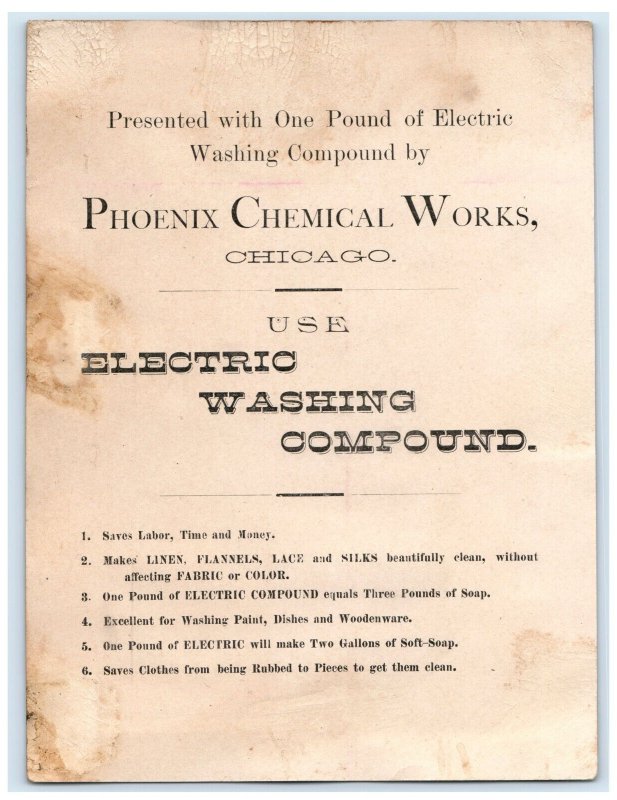 1880s Phoenix Chemical Works Electric Washing Compound Our Artist Cutter #5E