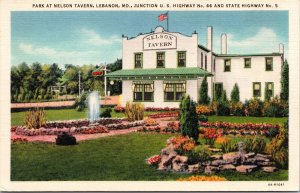 VINTAGE POSTCARD PARK AND GARDENS AT NELSON TAVERN LEBANON MISSOURI HIGHWAY 66