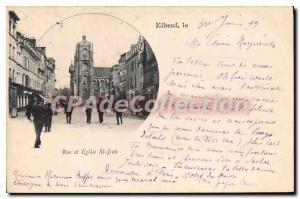 Postcard Elbeuf Old Church Street and St John