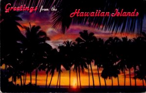 Hawaii Greetings From The Hawaiian Islands Beautiful Sunset Through The Palms...
