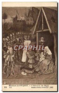 Old Postcard Miniature Fouquet Adoration of the Magi Musee Conde Chantilly