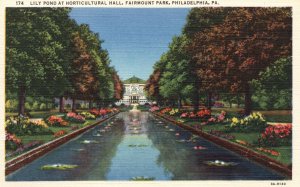 Postcard 1920's Lily Pond at Horticultural Hall Fairmount Park Philadelphia Penn