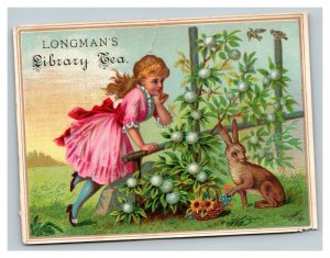 Vintage 1880's Victorian Trade Card Longman's Library Tea - Easter Bunny