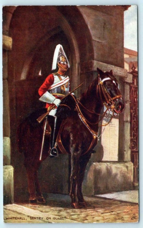 Tuck Oilette The Military in London WHITEHALL Sentry & Mounting Guard Postcard