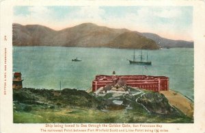 Postcard C1905 California San Francisco Ship towed Golden Gate Britton CA24-3382