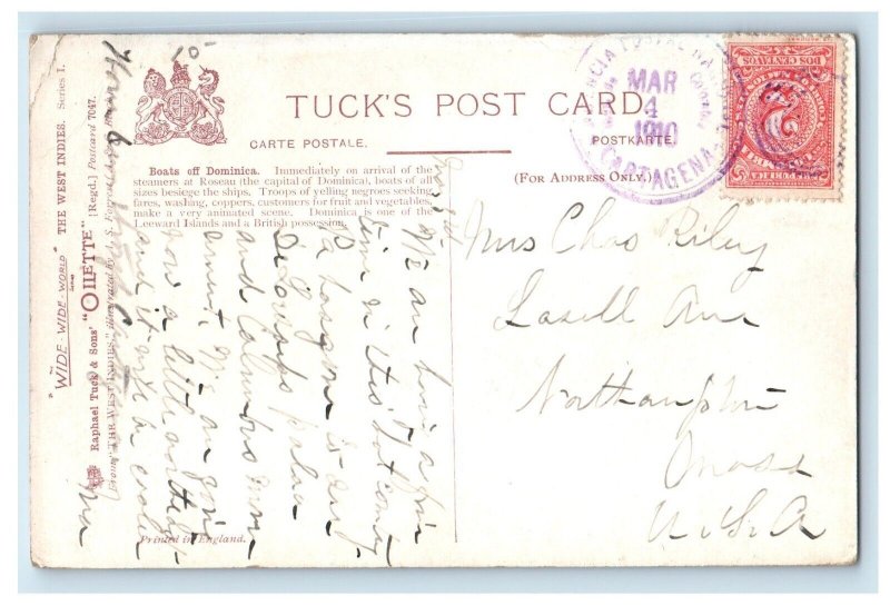 1910 Cartagena Columbia West Indies Tuck Oilette Posted Dominica Postcard