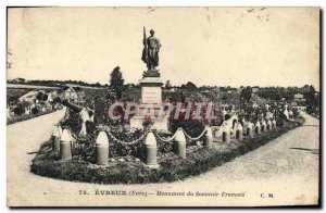 Old Postcard Evreux Monument Of Remembrance French Army