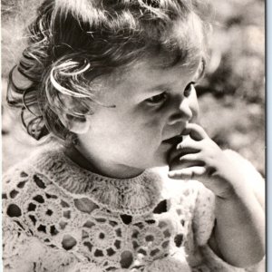 c1960s Cute German Baby Close Up Candid RPPC Linz Mylau Real Photo PC A138