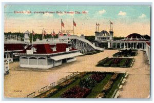 1915 Electric Park Showing Flower Beds Kansas City Missouri MO Posted Postcard
