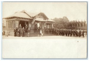 Dampfschiffahrt Steamer Station Police Military Germany RPPC Photo Postcard