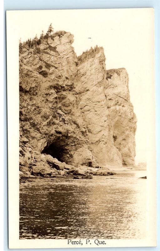 *Perce Quebec Canada Cliffs Rocks Cave Shore Vintage Photo Postcard C89