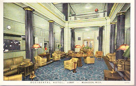 Michigan - Occidental Hotel Lobby - Muskegon