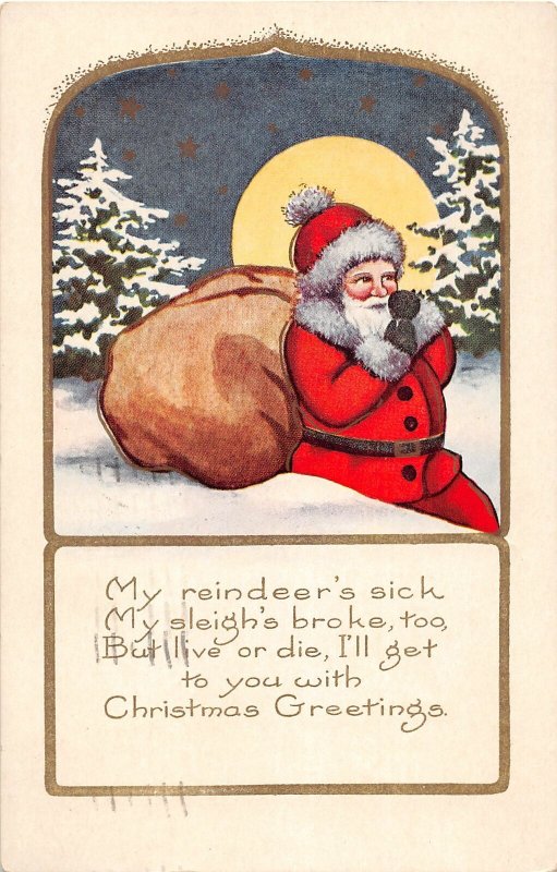 F96/ Santa Claus Christmas Postcard c1910 Beaver Falls Pa Snow 19