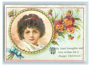 1870-80's Lovely Girls Adorable Christmas Lot of 2 Trade Card P144