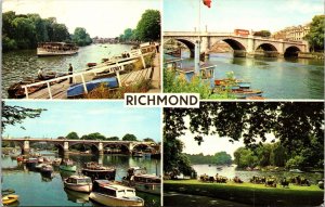 Richmond Multiview Boats Bridge River Thames Lock Wob Note Pm Postcard