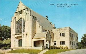 RIPLEY, TN Tennessee  FIRST METHODIST CHURCH  Lauderdale County  Chrome Postcard