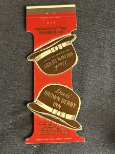 Davis Brown Derby Inn Olympia WA Washington Vintage Matchbook MB120
