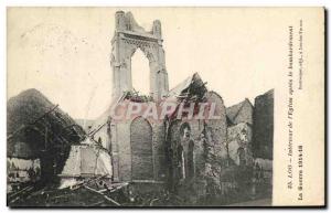 Old Postcard Loo Interior of the Church after the bombing Army