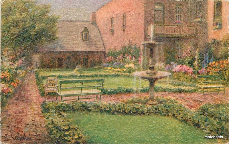 1959 Richmond Virginia Enchanted Gardens Artist Painting postcard 6253