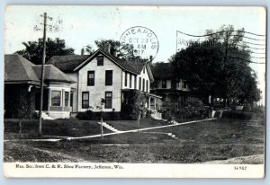 Jefferson Wisconsin Postcard C&R Shoe Factory Building Exterior View 1917 Posted