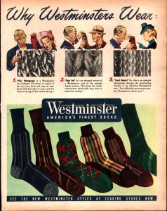 1947 Westminster America's Finest Socks Great Colors Vintage Print Ad 573