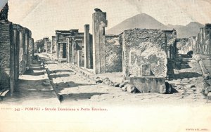 Vintage Postcard Strada Domiziano E Porta Ercolano Archaeological Museum Pompei