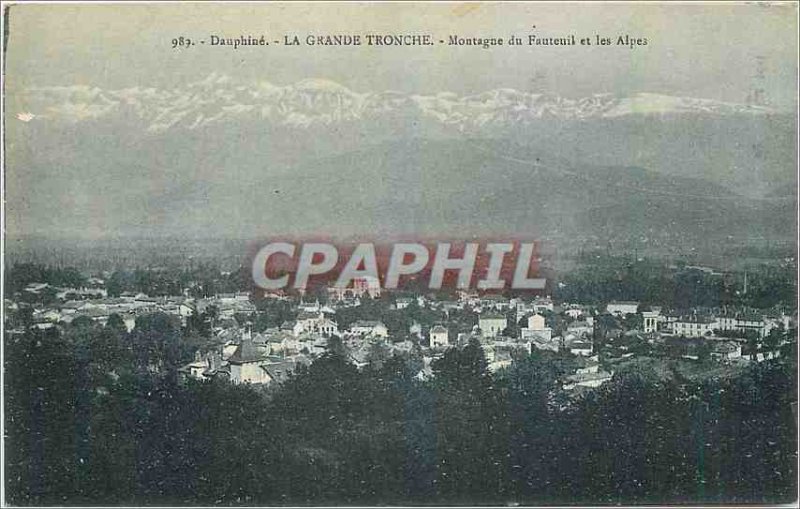 Old Postcard Dauphine Great Tronche Mountain chair and the Alps