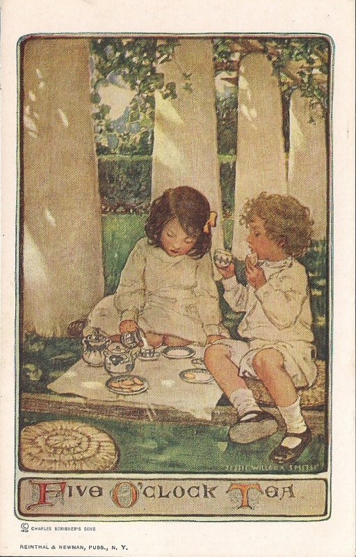 Children at 5 O'Clock Tea, Artist Signed, 1910, Jessie Wilcox Smith