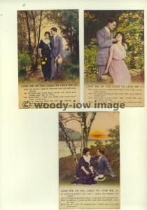 su1115 - Love Me As You Used To Love Me - Set of 3 Bamforth Songcard Postcards