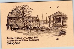 postcard Lisbon, Ohio - Village Square - Morgan Building - 1980 Norman Ramsey