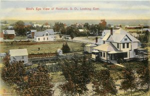 Wheelock Postcard Bird's Eye View of Redfield SD Looking East Spink County
