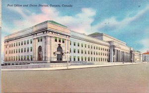 Toronto Ontario Post Office & Union Station Vintage Postcard H4
